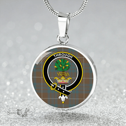 Scottish Hamilton Hunting Weathered Clan Tartan Circle Necklace - Crest Classic Scottish Plaid Tartan Plaid