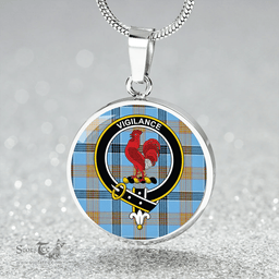Scottish Laing (Lang) Ancient Clan Tartan Circle Necklace - Crest Classic Scottish Plaid Tartan Plaid