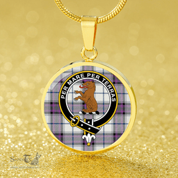 Scottish Alexander of Menstry Dress Ancient Clan Tartan Circle Necklace - Crest Classic Scottish Plaid Tartan Plaid