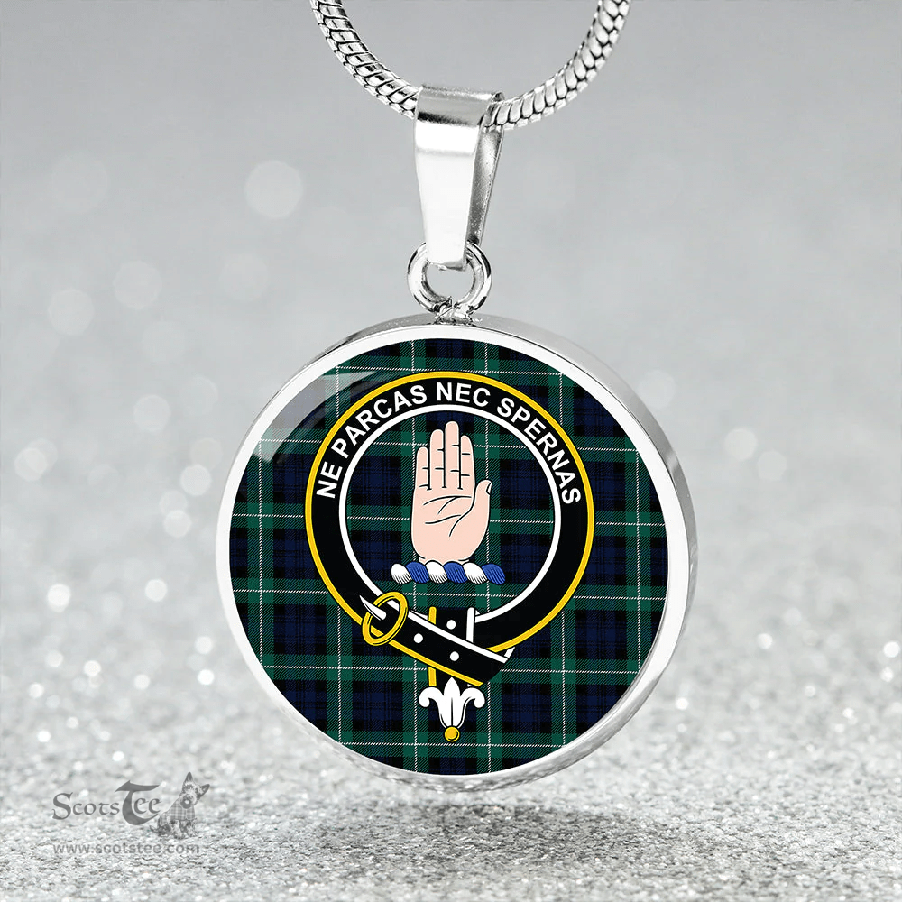 Scottish Lamont Modern Clan Tartan Circle Necklace - Crest Classic Scottish Plaid Tartan Plaid