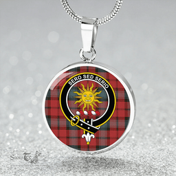 Scottish Kerr Weathered Clan Tartan Circle Necklace - Crest Classic Scottish Plaid Tartan Plaid