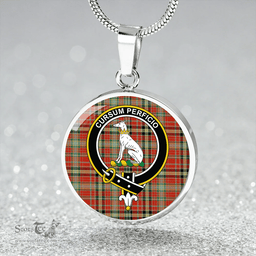 Scottish Hunter 1775 Ancient Clan Tartan Circle Necklace - Crest Classic Scottish Plaid Tartan Plaid