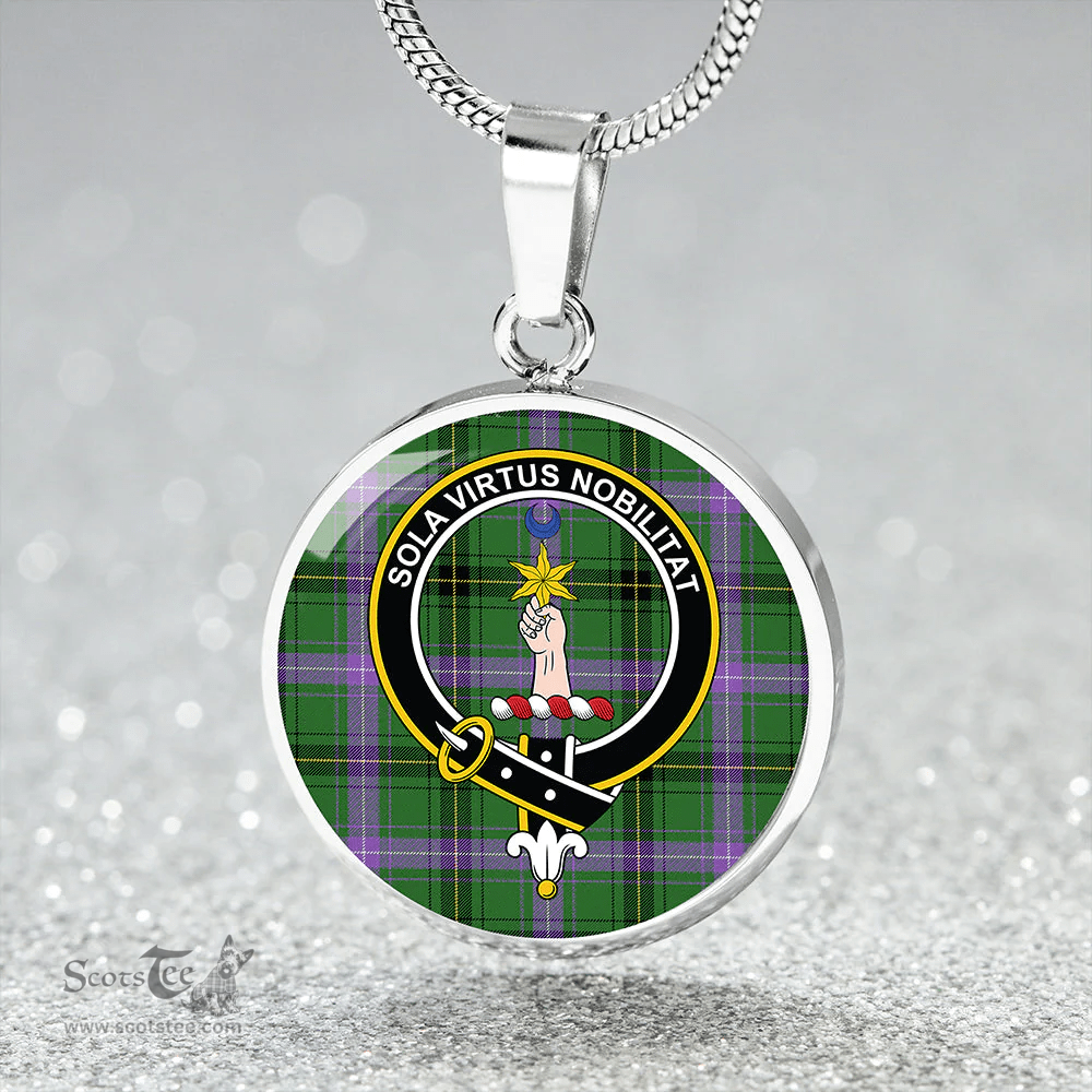 Scottish Henderson Ancient Clan Tartan Circle Necklace - Crest Classic Scottish Plaid Tartan Plaid