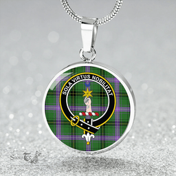 Scottish Henderson Ancient Clan Tartan Circle Necklace - Crest Classic Scottish Plaid Tartan Plaid