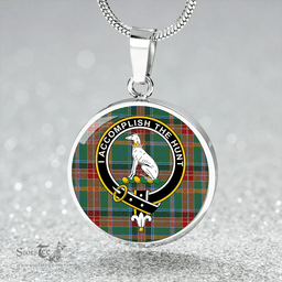 Scottish Hunter Old (Michael Old) Modern Clan Tartan Circle Necklace - Crest Classic Scottish Plaid Tartan Plaid