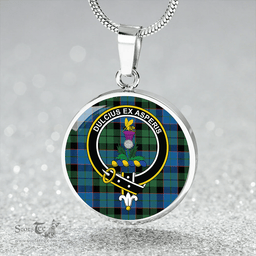 Scottish Ferguson of Balquhidder Ancient Clan Tartan Circle Necklace - Crest Classic Scottish Plaid Tartan Plaid