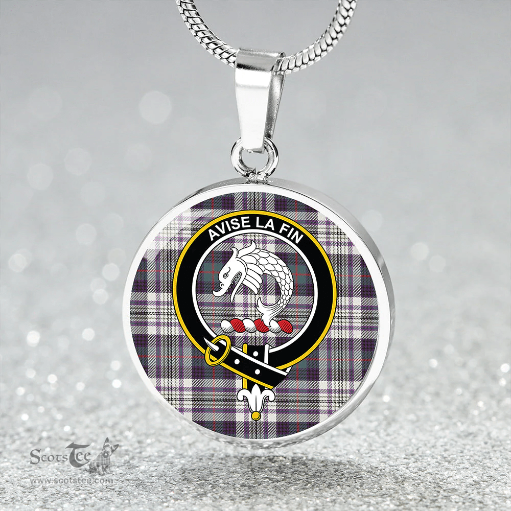 Scottish Kennedy Dress Weathered Clan Tartan Circle Necklace - Crest Classic Scottish Plaid Tartan Plaid
