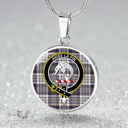 Scottish Kennedy Dress Weathered Clan Tartan Circle Necklace - Crest Classic Scottish Plaid Tartan Plaid