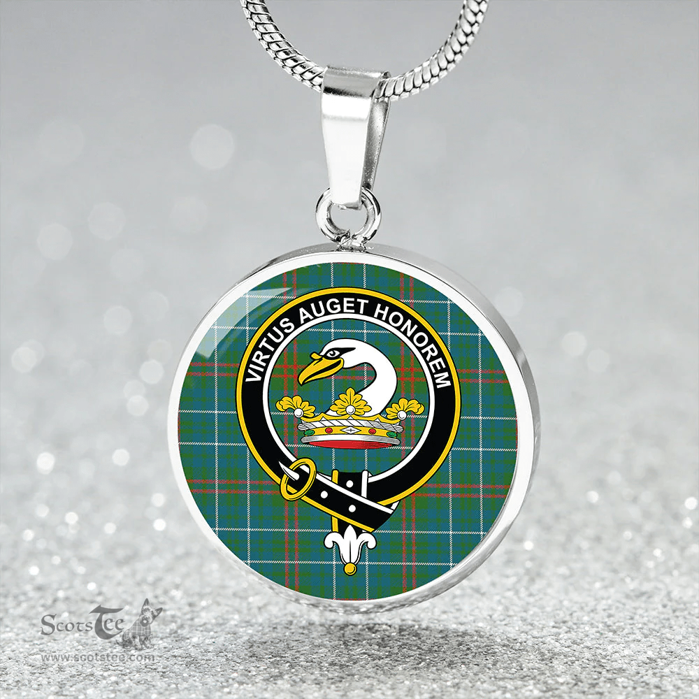Scottish Edmonstone Ancient Clan Tartan Circle Necklace - Crest Classic Scottish Plaid Tartan Plaid