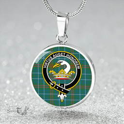 Scottish Edmonstone Ancient Clan Tartan Circle Necklace - Crest Classic Scottish Plaid Tartan Plaid