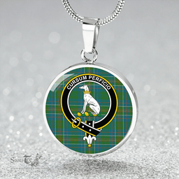 Scottish Hunter of Hunterston (Galbraith of Hunterston) Ancient Clan Tartan Circle Necklace - Crest Classic Scottish Plaid Tartan Plaid