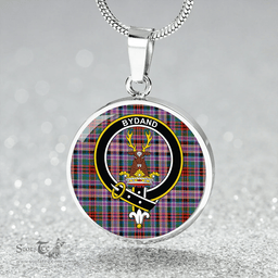 Scottish Gordon Red (1819) (Gordon Old Huntly) Ancient Clan Tartan Circle Necklace - Crest Classic Scottish Plaid Tartan Plaid