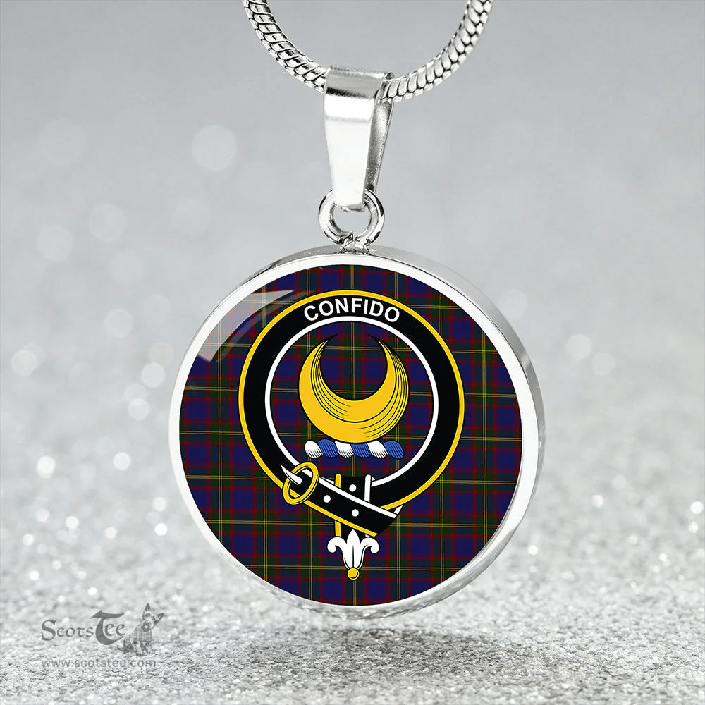 Scottish Durie Clan Tartan Circle Necklace - Crest Classic Scottish Plaid Tartan Plaid