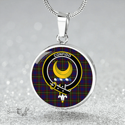 Scottish Durie Clan Tartan Circle Necklace - Crest Classic Scottish Plaid Tartan Plaid