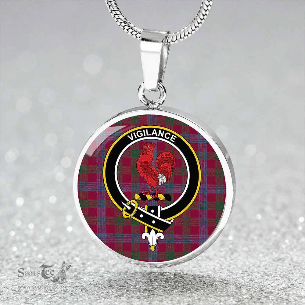 Scottish Laing Artefact (Lang Artefact) Modern Clan Tartan Circle Necklace - Crest Classic Scottish Plaid Tartan Plaid