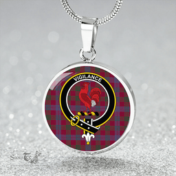 Scottish Laing Artefact (Lang Artefact) Modern Clan Tartan Circle Necklace - Crest Classic Scottish Plaid Tartan Plaid