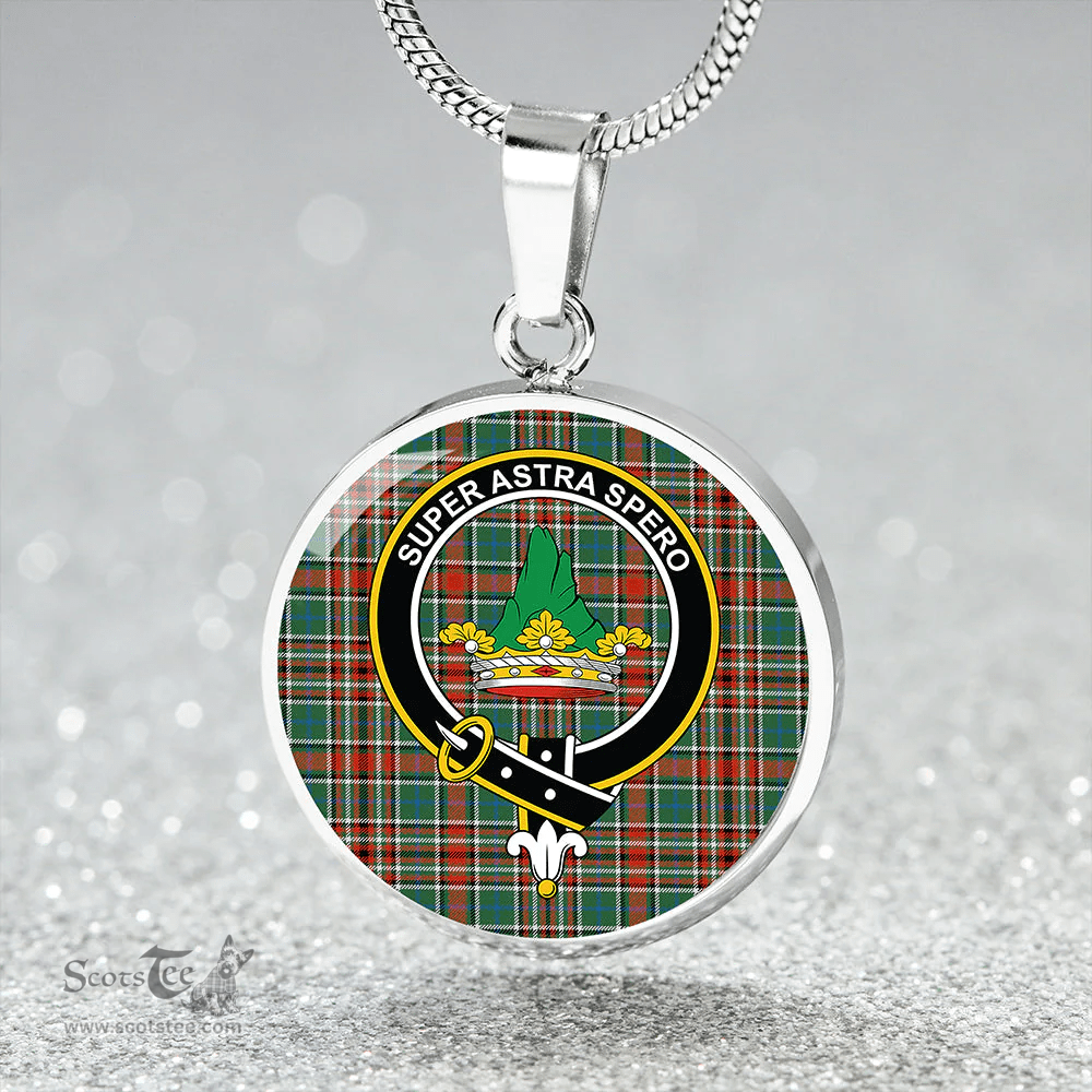 Scottish Gayre Bodyguard #2 Ancient Clan Tartan Circle Necklace - Crest Classic Scottish Plaid Tartan Plaid