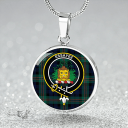 Scottish Dundas Modern Clan Tartan Circle Necklace - Crest Classic Scottish Plaid Tartan Plaid