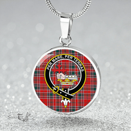 Scottish MacDonald of Lochmaddy (Donald of Loch Mhaddy) Modern Clan Tartan Circle Necklace - Crest Classic Scottish Plaid Tartan Plaid