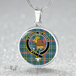 Scottish Mary, Queen of Scots Ancient Clan Tartan Circle Necklace - Crest Classic Scottish Plaid Tartan Plaid