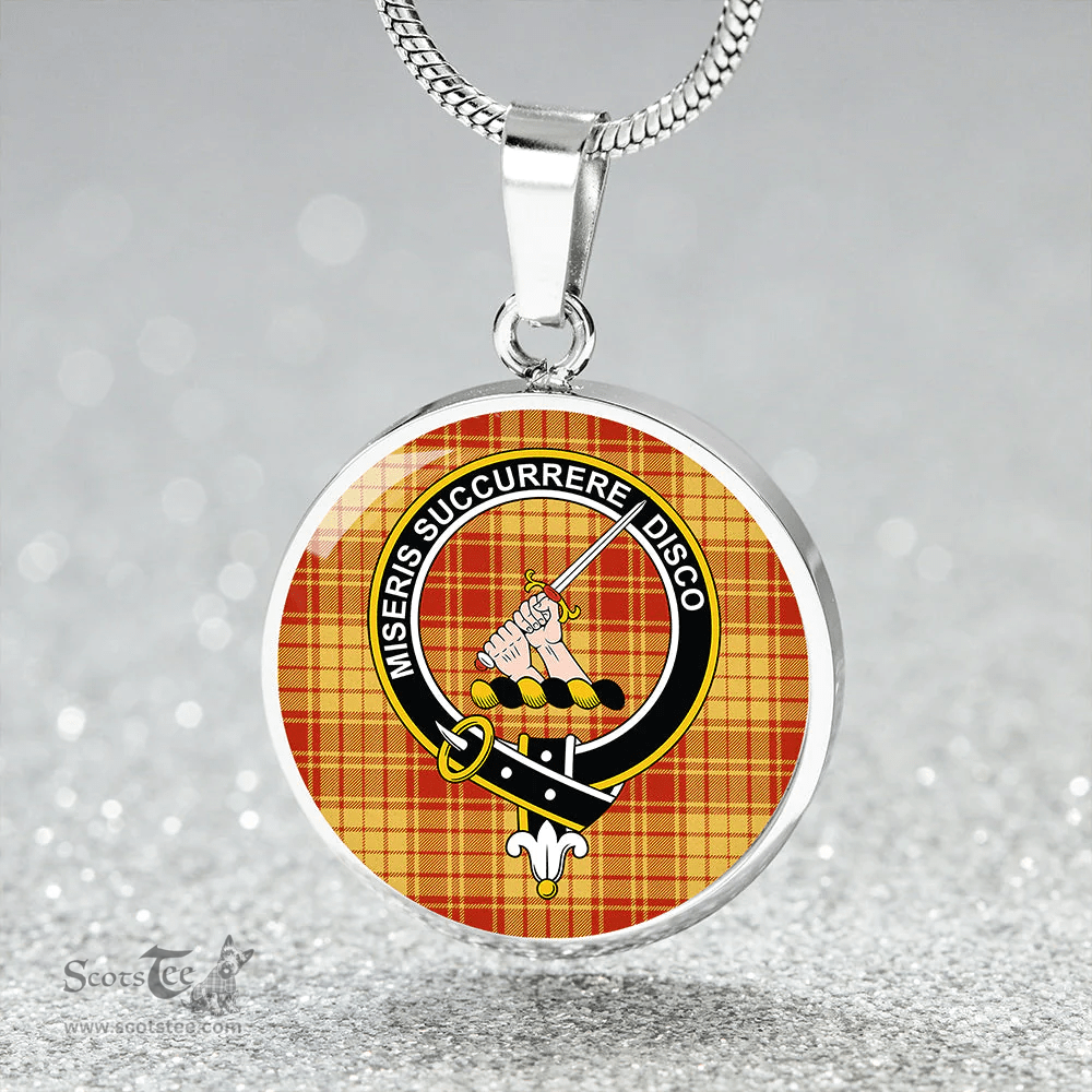 Scottish MacMillan Dress Ancient Clan Tartan Circle Necklace - Crest Classic Scottish Plaid Tartan Plaid