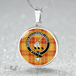Scottish MacMillan Dress Ancient Clan Tartan Circle Necklace - Crest Classic Scottish Plaid Tartan Plaid