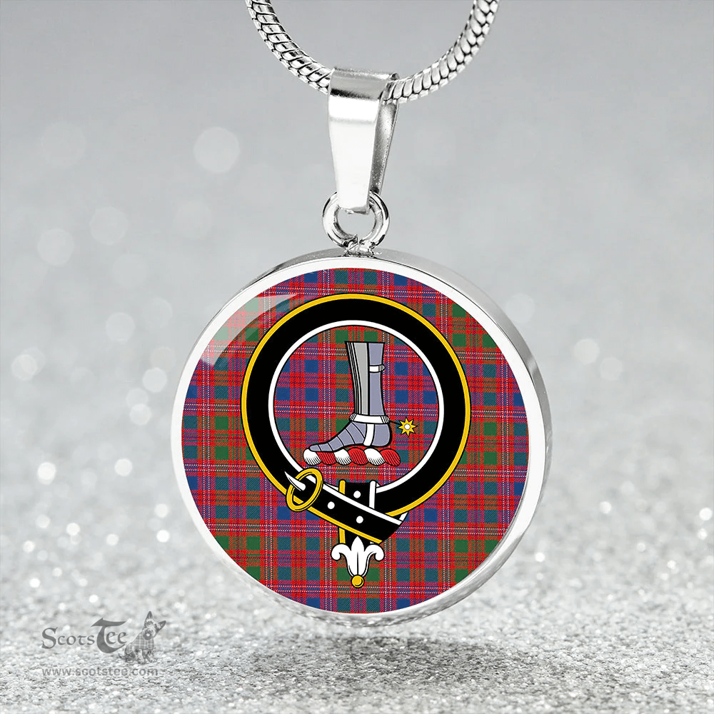 Scottish MacColl Hunting (MacCall Hunting) Modern Clan Tartan Circle Necklace - Crest Classic Scottish Plaid Tartan Plaid