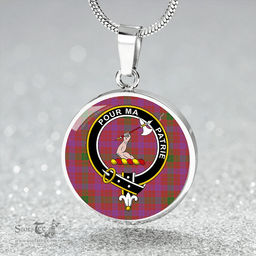 Scottish MacTier Ancient Clan Tartan Circle Necklace - Crest Classic Scottish Plaid Tartan Plaid