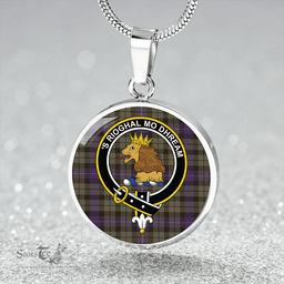 Scottish MacIntyre (MacGregor Hastie) Weathered Clan Tartan Circle Necklace - Crest Classic Scottish Plaid Tartan Plaid