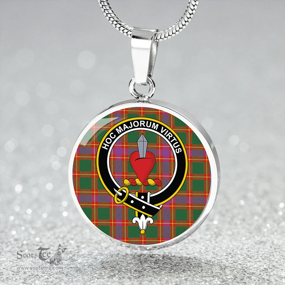 Scottish Logan #7 Ancient Clan Tartan Circle Necklace - Crest Classic Scottish Plaid Tartan Plaid