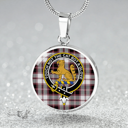 Scottish MacPherson of Pitmain Ancient Clan Tartan Circle Necklace - Crest Classic Scottish Plaid Tartan Plaid