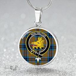 Scottish MacTavish Hunting Ancient Clan Tartan Circle Necklace - Crest Classic Scottish Plaid Tartan Plaid