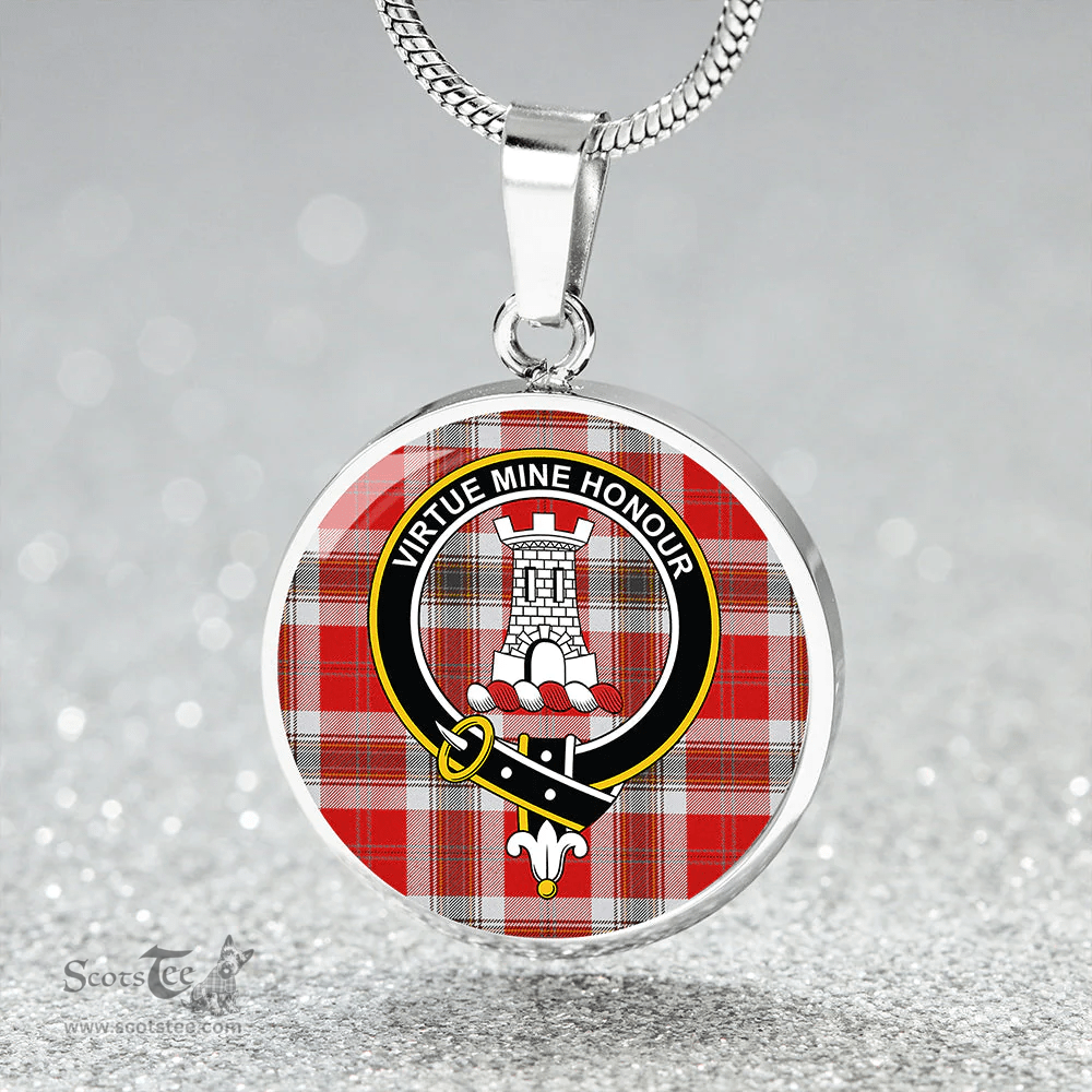 Scottish MacLean of Duart Dress Red Modern Clan Tartan Circle Necklace - Crest Classic Scottish Plaid Tartan Plaid