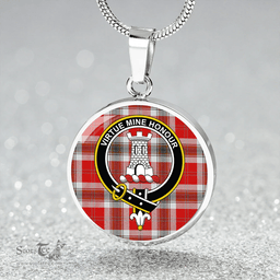 Scottish MacLean of Duart Dress Red Modern Clan Tartan Circle Necklace - Crest Classic Scottish Plaid Tartan Plaid