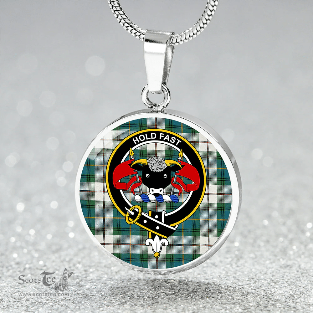 Scottish MacLeod Dress Special Ancient Clan Tartan Circle Necklace - Crest Classic Scottish Plaid Tartan Plaid