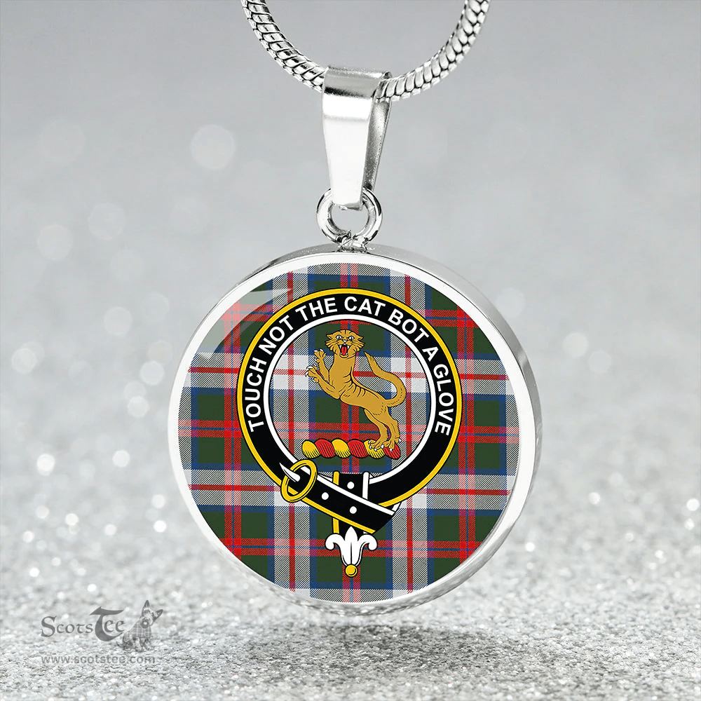 Scottish MacKintosh Dress Modern Clan Tartan Circle Necklace - Crest Classic Scottish Plaid Tartan Plaid