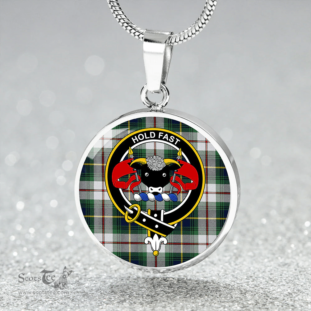 Scottish MacLeod of California Modern Clan Tartan Circle Necklace - Crest Classic Scottish Plaid Tartan Plaid