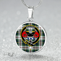 Scottish MacLeod of California Modern Clan Tartan Circle Necklace - Crest Classic Scottish Plaid Tartan Plaid
