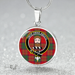 Scottish MacNab #2 Modern Clan Tartan Circle Necklace - Crest Classic Scottish Plaid Tartan Plaid