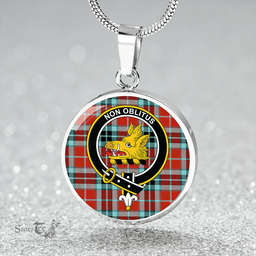 Scottish MacTavish (Thompson Red) Ancient Clan Tartan Circle Necklace - Crest Classic Scottish Plaid Tartan Plaid