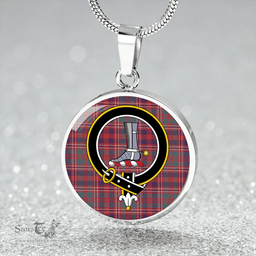 Scottish MacColl (MacCall) Weathered Clan Tartan Circle Necklace - Crest Classic Scottish Plaid Tartan Plaid