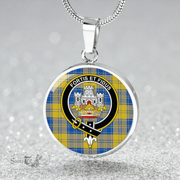 Scottish MacLachlan Chief's Dress; Blue Modern Clan Tartan Circle Necklace - Crest Classic Scottish Plaid Tartan Plaid