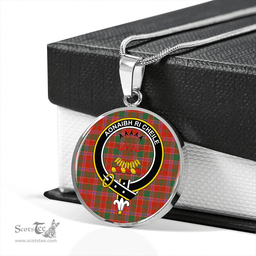 Scottish Cameron of Lochiel #2 Ancient 2 Clan Tartan Circle Necklace - Crest Classic Scottish Plaid Tartan Plaid