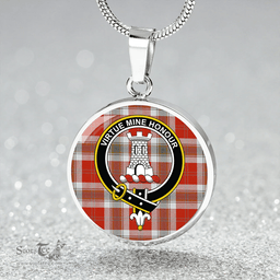 Scottish MacLean of Duart Dress Red Ancient Clan Tartan Circle Necklace - Crest Classic Scottish Plaid Tartan Plaid