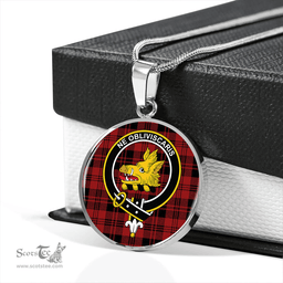 Scottish Campbell of Lochlane Modern 2 Clan Tartan Circle Necklace - Crest Classic Scottish Plaid Tartan Plaid