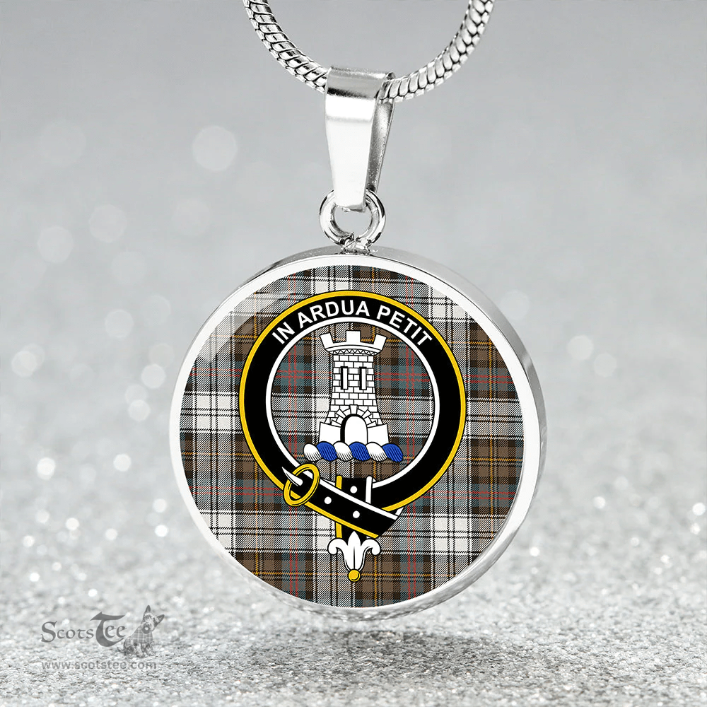 Scottish Malcolm Dress Weathered Clan Tartan Circle Necklace - Crest Classic Scottish Plaid Tartan Plaid