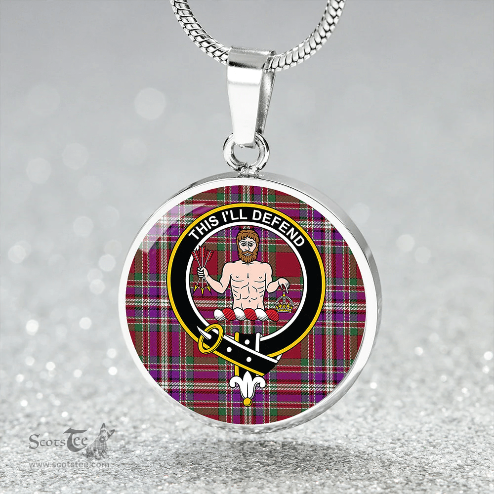 Scottish MacFarlane Lord Lyon sett Modern Clan Tartan Circle Necklace - Crest Classic Scottish Plaid Tartan Plaid