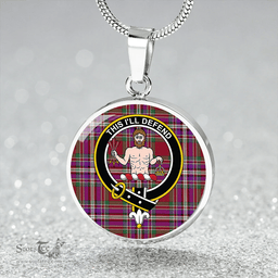 Scottish MacFarlane Lord Lyon sett Modern Clan Tartan Circle Necklace - Crest Classic Scottish Plaid Tartan Plaid