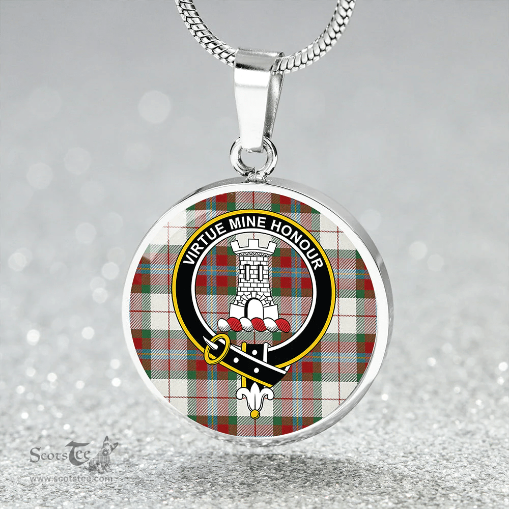 Scottish MacLean Dress (Lumsden) Modern Clan Tartan Circle Necklace - Crest Classic Scottish Plaid Tartan Plaid