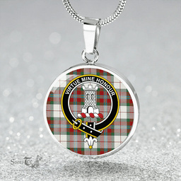 Scottish MacLean Dress (Lumsden) Modern Clan Tartan Circle Necklace - Crest Classic Scottish Plaid Tartan Plaid